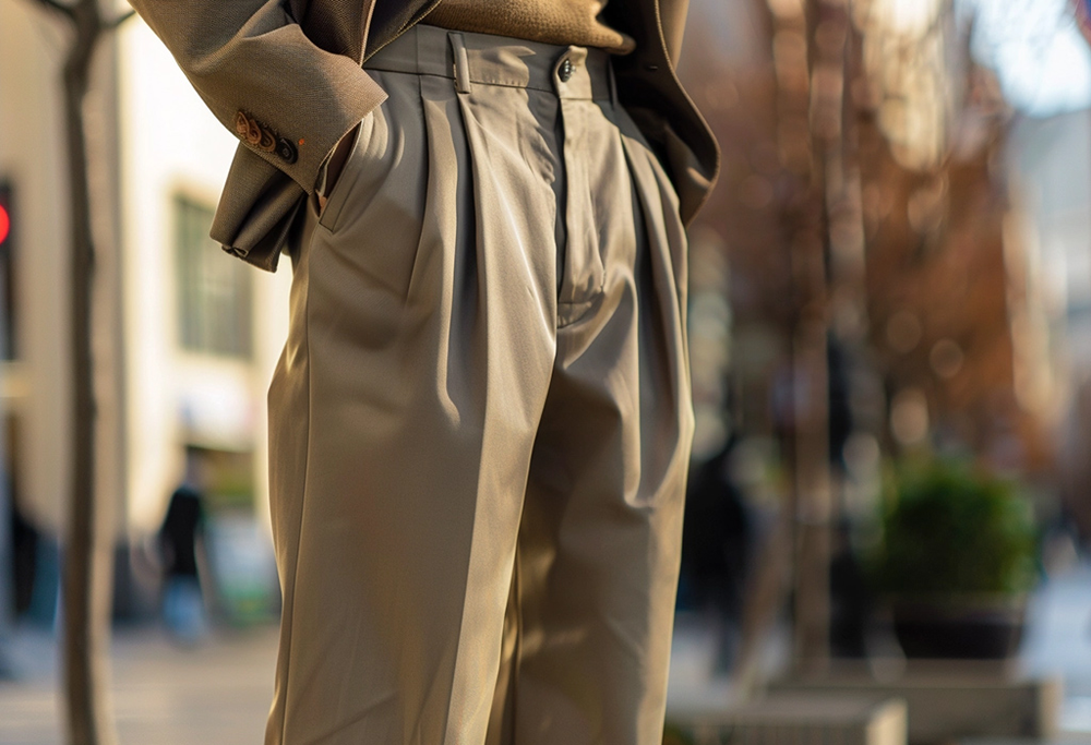 Pantalones plisados masculinos est áde moda